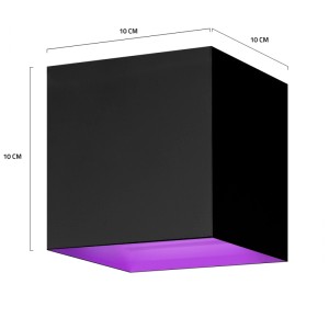 Applique murale intelligente noire Hombli en aluminium, 6W, 600lm, avec émission de lumière violette.