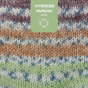 Filato Myboshi mysocks Merino Klee, filato da calze multicolore in lana merino e poliammide.