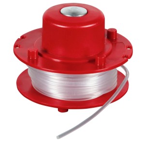 Bobina filo Einhell GE-CT 18/25 Li per tagliaerba, bobina rossa con filo di nylon trasparente.
