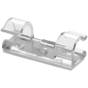 Lot de clips de câble transparents (8 mm) auto-adhésifs pour une fixation facile.