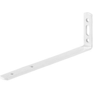 Staffa angolare per tende bianca verniciata a polvere, 120x55x17 mm, con asola per la regolazione.