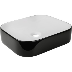 Vasque à poser aquaSu Cuando, céramique, 45 cm, blanc et noir.