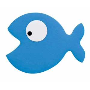 Tappetino da bagno Spirella blu a forma di pesce, antiscivolo, set da 5 pezzi per bambini.