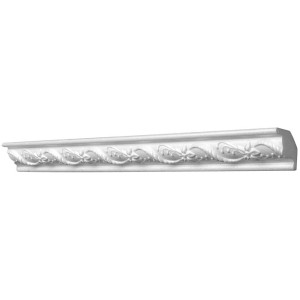 Decorate Moulure décorative ELZ 05 EPS, 3.1x3.1x200 cm, avec motif floral pour plafond ou mur.