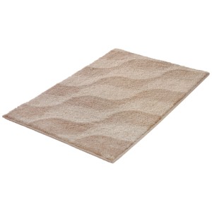 Tappeto bagno Kleine Wolke Onda color macadamia, 60x90 cm, con motivo a onde. Tappeto bagno soffice per il tuo bagno.