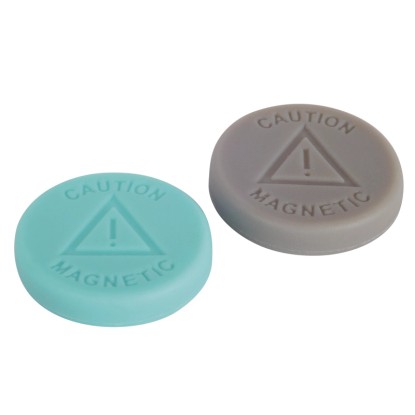 Fix-o-moll Magnetscheibe Neodym in Siliconhaut Ø 19 mm x 4 mm Grau / Türkis