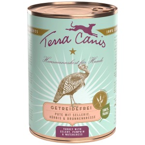 Terra Canis Alimento umido per cani Tacchino senza cereali, lattina da 400g.