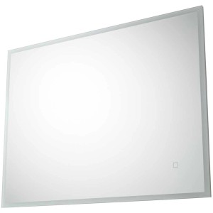 Specchio da parete rettangolare a LED Diaqua Faro, 90x70 cm, con cornice in alluminio e interruttore a sensore.