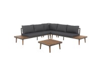Beliani Garten-Ecksofa Corato 5-Sitzer mit Tisch Akazienholz Grau