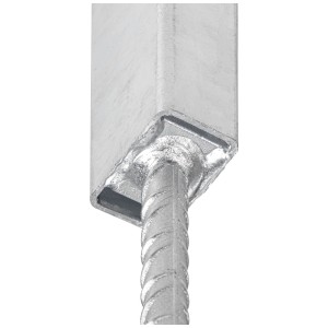 Dettaglio: Supporto per palo Alberts zincato a caldo, 60x40 mm, per costruzione recinzioni.
