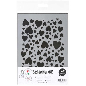 Stencil A5 con tanti cuori piccoli e grandi per stencil.