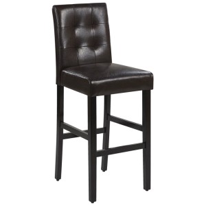 Tabouret de bar Beliani Madison marron foncé : Tabouret en similicuir avec motif matelassé et structure en bois.