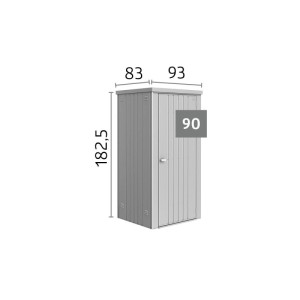 Armoire à outils Biohort Gr. 90 argent métallisé en métal avec porte, dimensions 182,5x93x83 cm. Pour outils de jardin.