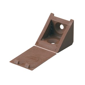 Connettore angolare universale Hettich marrone, 23x23x24 mm, in plastica, per raccordi di collegamento.