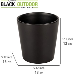 Pot à herbes aromatiques en céramique noire Wenko Kuro, idéal pour le barbecue et la décoration.