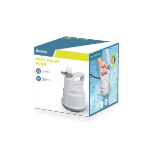 Pompe submersible Bestway résistante au chlore dans sa boîte, vidange facile de la piscine.
