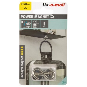 Fix-o-moll crochets magnétiques néodyme, lot de 2, argentés, pour suspendre les accessoires de maison.