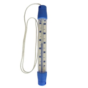 Thermomètre de piscine Möller Therm, 17,5 cm, avec affichage Celsius et Fahrenheit et cordon de fixation.