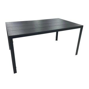 Rechteckiger Greemotion Gartentisch Merida in Anthrazit-Schwarz. Robuster Outdoor-Esstisch mit Aluminiumgestell und Lamellen-Tischplatte.
