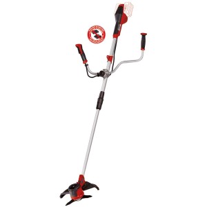 Einhell Akku-Sense Agillo 36 V (Solo): Tagliabordi a batteria con impugnatura a due mani e corpo rosso.