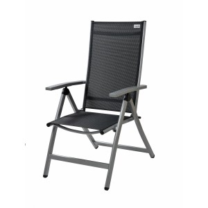 Chaise pliante Doppler Active Alu Textilène Noir, chaise de jardin avec structure en aluminium et revêtement textile.