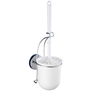 Wenko Vacuum-Loc Ensemble WC Milazzo, chrome/blanc, fixation murale sans perçage.