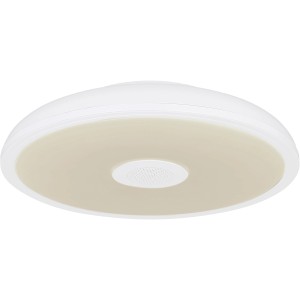 Plafonnier LED Globo Raffy blanc, Ø 28cm, avec haut-parleur intégré. Plafonnier de salle de bain.