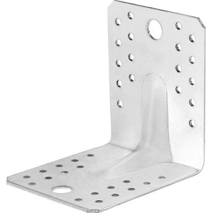 Équerre d'angle galvanisée avec nervure, 70x70x55 mm, pour assemblages d'angle, lot de 20.