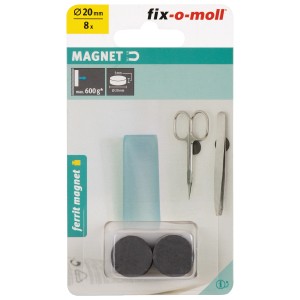 Fix-o-moll dischi magnetici in ferrite, set da 8, 5 mm x Ø 20 mm, neri. Utile in casa per fissaggi flessibili.
