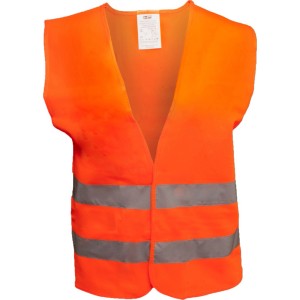 Orange Warnweste EN 471 mit Reflexstreifen für Sicherheit unterwegs.