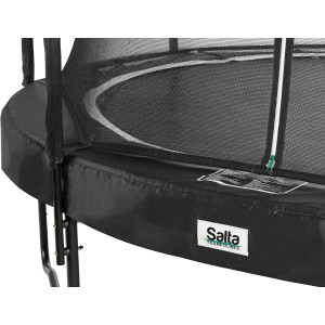 Dettaglio: Trampolino da giardino nero Salta Premium Ø 366 cm con rete di sicurezza e bordo protettivo spesso.