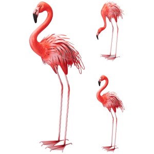 Dekorative Flamingo-Figur aus Metall, assortiert. Gartendeko für exotisches Flair.