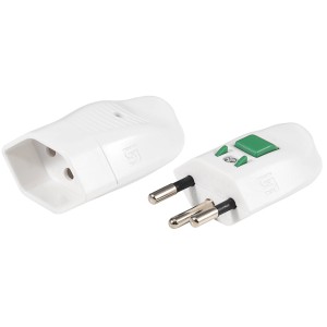 Weißer Steko Lock Stecker/Kupplung T12/T13, teilisoliert mit Sperrknopf.