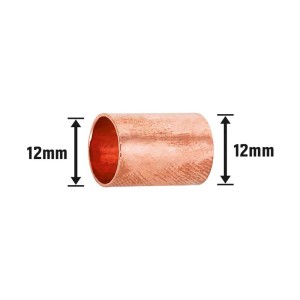 Manicotto a saldare in rame, Ø 12 mm, per il collegamento di tubi in rame.