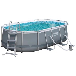 Bestway Set piscina Power Steel Pro Max Frame ovale Grigio 427 x 200 x 100 cm