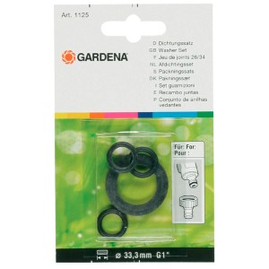 Kit de joints Gardena pour nez de robinet 940231, comprenant un joint plat et des joints toriques.
