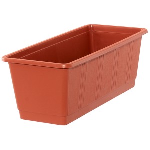 Geli Jardinière Standard, env. 40 cm, terracotta, en plastique avec structure bois.