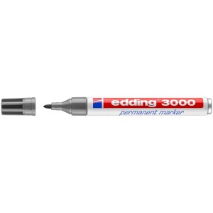 Edding 3000 Permanentmarker, grau, mit abgenommener Kappe.