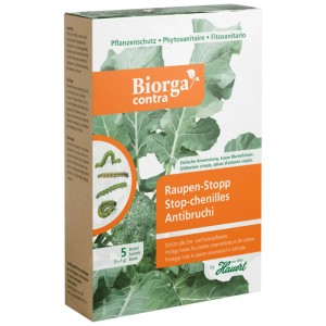 Emballage Hauert Raupen-Stopp Biorga Contra 15g pour la lutte naturelle contre les chenilles.