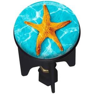 Tappo lavandino Pluggy Tonga con motivo a stella marina per scarichi standard.