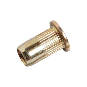 Écrou à sertir LUX M5, zingué jaune, pour des connexions durables.