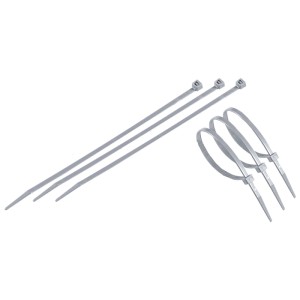 Colliers de serrage argentés Tenax Fix-Tie L, 20cm, 50 pièces, en plastique.