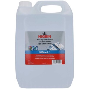 Eau déminéralisée Nigrin, bidon de 5 litres pour la maison et le jardin.