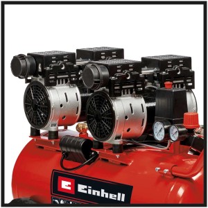 Compresseur Einhell TE-AC 270/50 Silent Plus : Sans huile, silencieux, avec réservoir de 50 litres et manomètre.