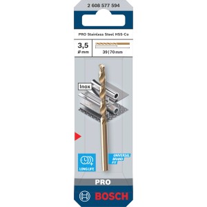 Punta elicoidale Bosch Pro Stainless Steel, 3,5 mm, per foratura metalli.
