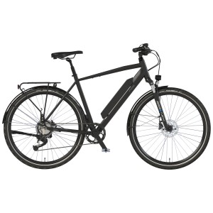 Vélo électrique de trekking Prophete Entdecker 1.7 noir avec cadre diamant et pneus 28 pouces.