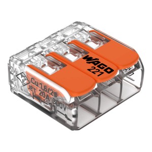 Borne de raccordement à levier Wago, 3 pôles, pour conducteurs de 0,2 à 4 mm², lot de 5