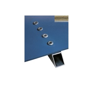 Rivetti ciechi LUX 3 mm con rondelle su superficie blu.