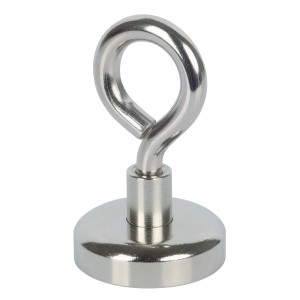 Magnete a vaso Fix-o-moll al neodimio con occhiello, 42 mm, argento, per alta forza adesiva.