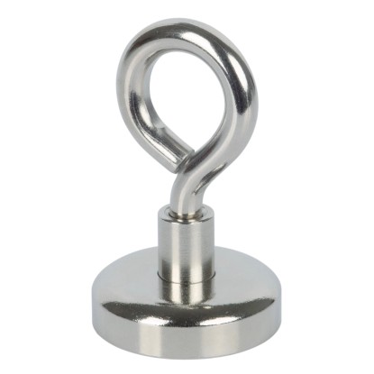 Fix-o-moll Topfmagnet Neodym mit Öse Silber 42 mm x Ø 25 mm